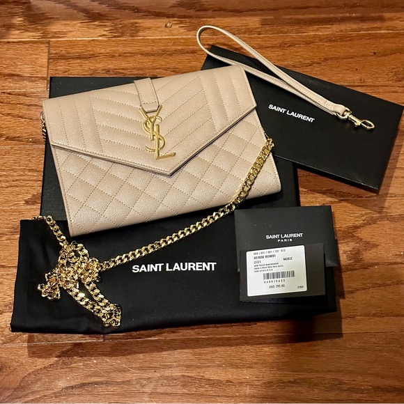 Saint Laurent Bags Ysl Monogram Clutch Wristlet With Woc Conversion